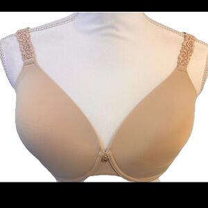 Natori Bra Lace Trim Straps Underwire Suntan Dark Beige 32G Adjustable Straps